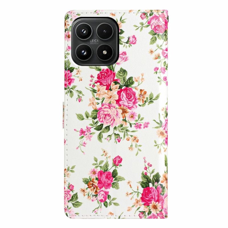 Lederhüllen Xiaomi 17 Handyhülle Rosa Blumenmuster