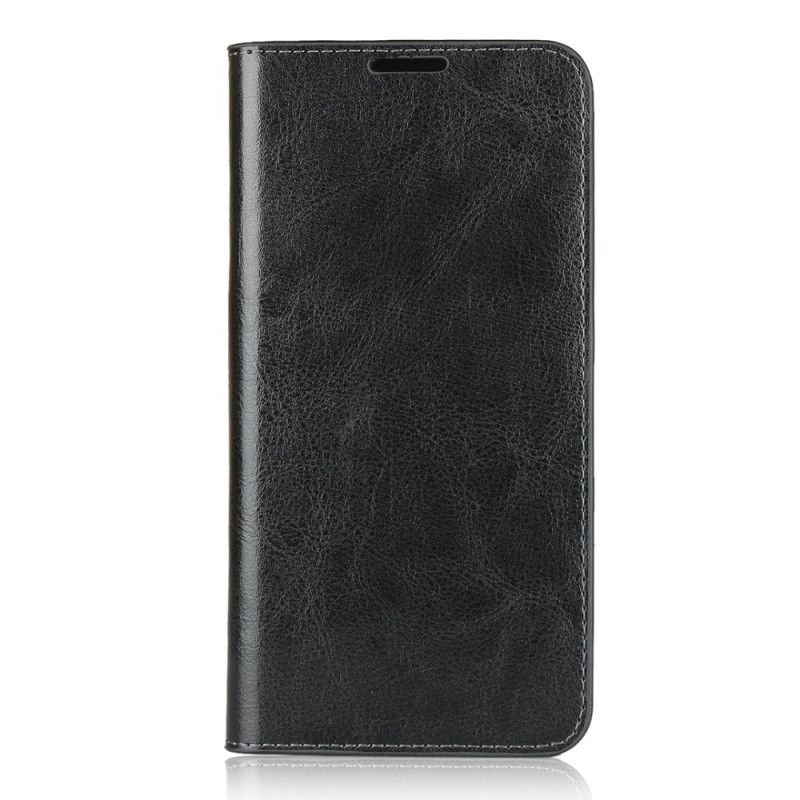 Flip Case Huawei P40 Lite Schwarz Echtes Leder