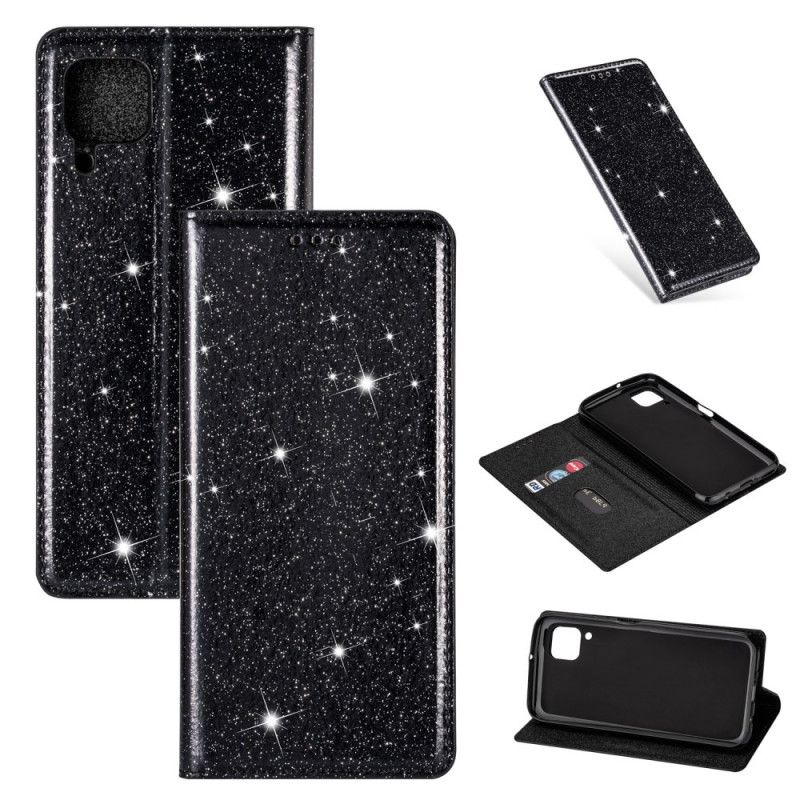 Flip Case Huawei P40 Lite Schwarz Glitzerstil