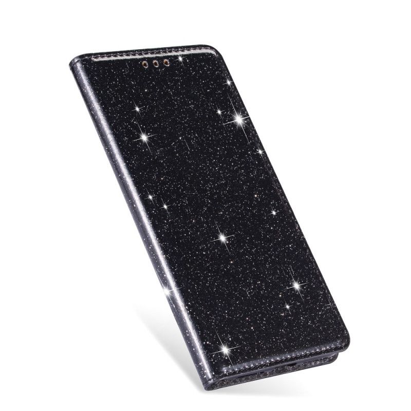 Flip Case Huawei P40 Lite Schwarz Glitzerstil