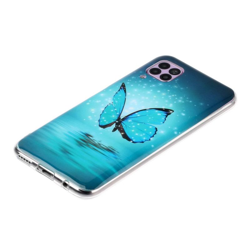 Hülle Für Huawei P40 Lite Fluoreszierender Blauer Schmetterling