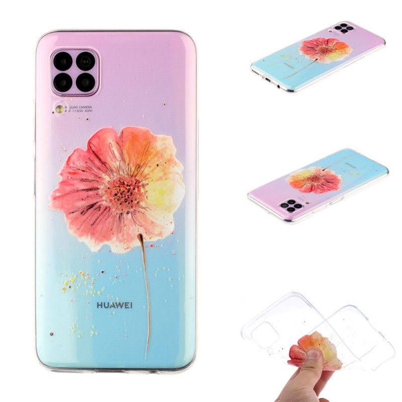 Hülle Huawei P40 Lite Handyhülle Transparente Aquarellmohnblume