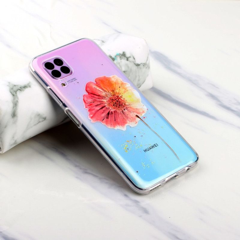 Hülle Huawei P40 Lite Handyhülle Transparente Aquarellmohnblume