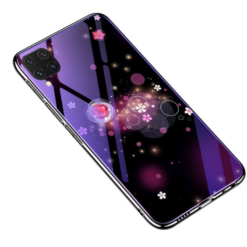 Hülle Huawei P40 Lite Lila Gehärtetes Glas Und Blumensilikon