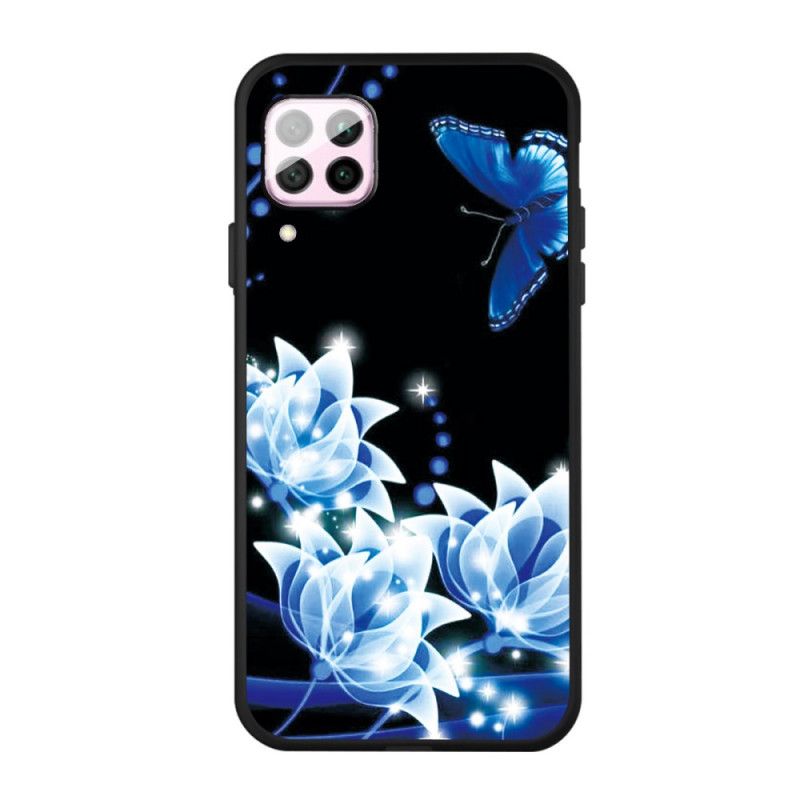 Hülle Huawei P40 Lite Schmetterling Und Blaue Blüten