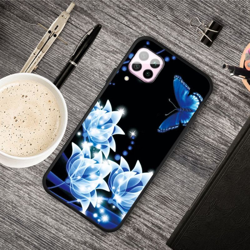 Hülle Huawei P40 Lite Schmetterling Und Blaue Blüten