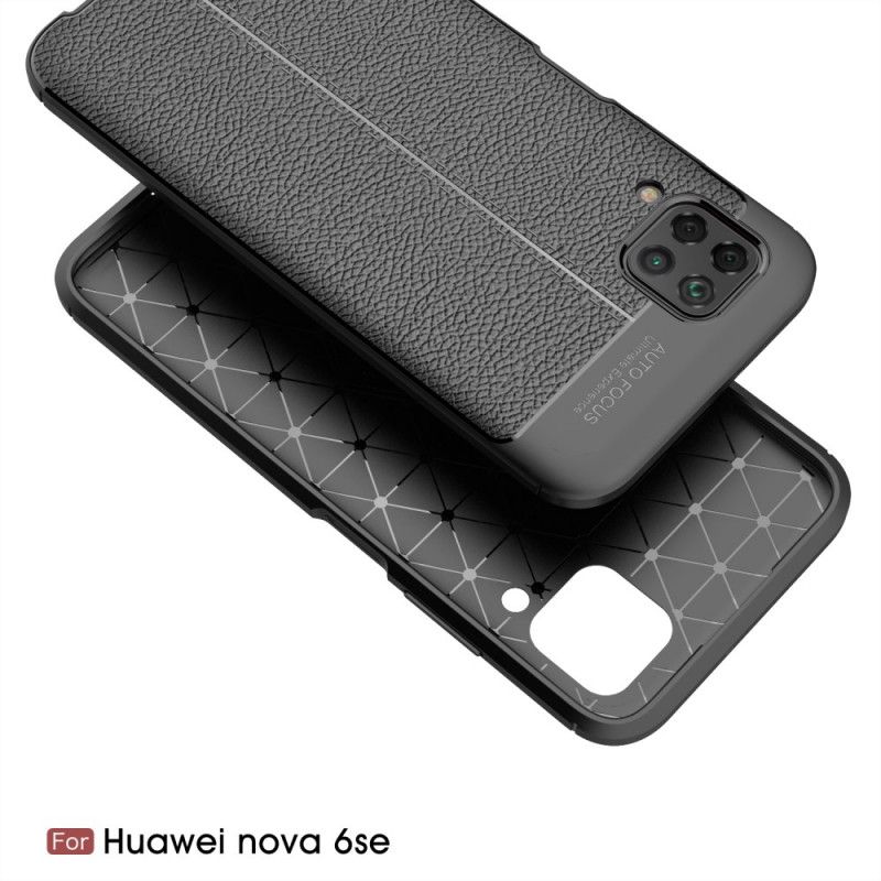 Hülle Huawei P40 Lite Schwarz Doppellinien-Litschileder-Effekt