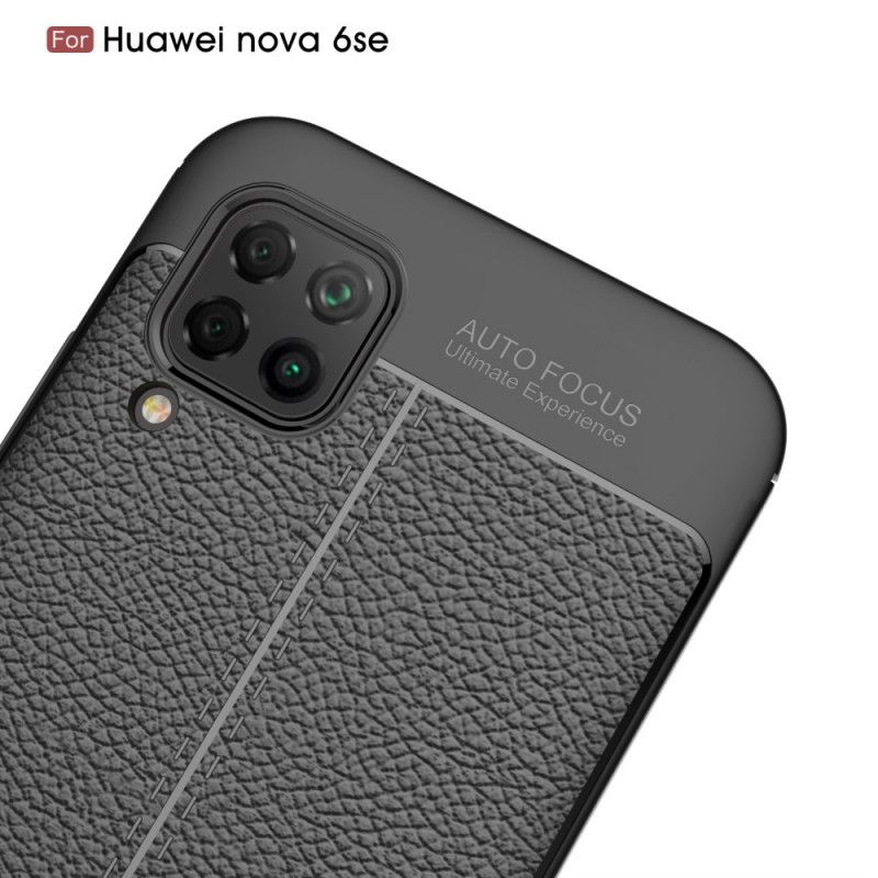 Hülle Huawei P40 Lite Schwarz Doppellinien-Litschileder-Effekt