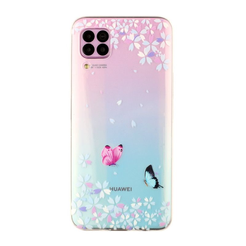 Hülle Huawei P40 Lite Transparente Schmetterlinge Und Blumen