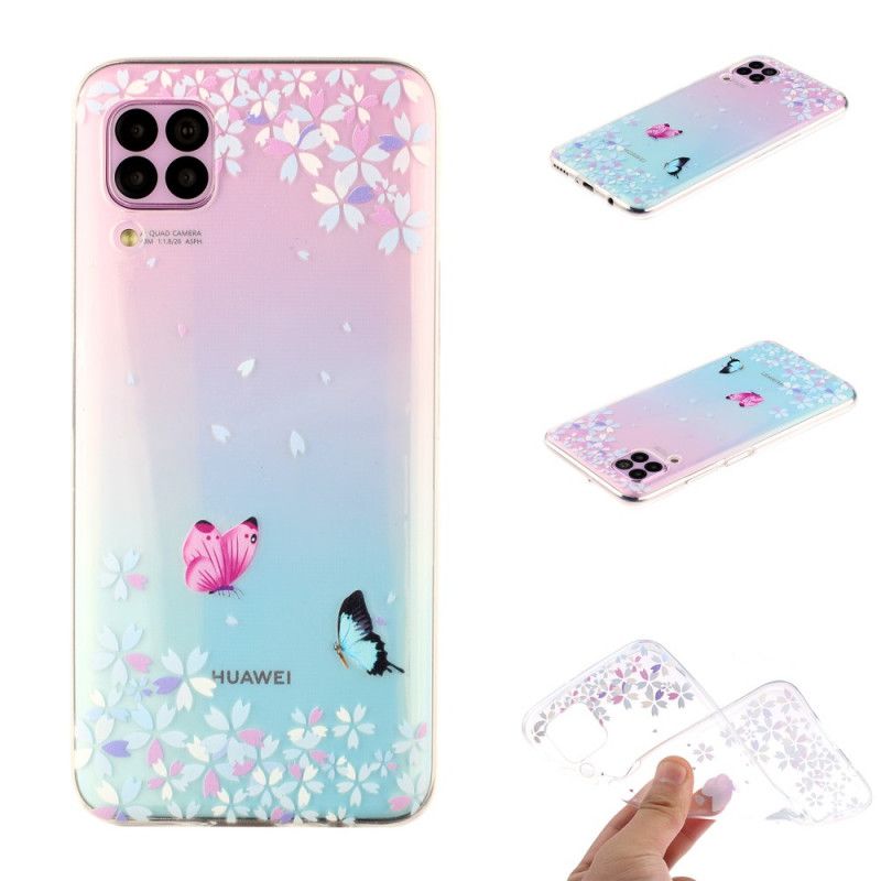 Hülle Huawei P40 Lite Transparente Schmetterlinge Und Blumen