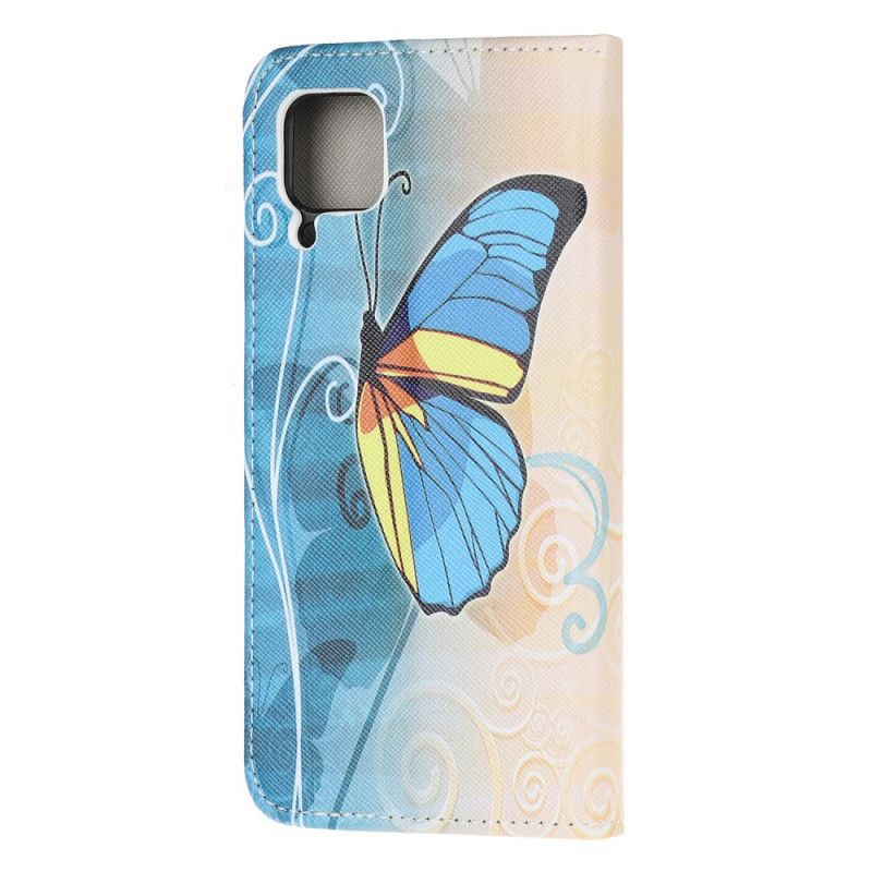 Lederhüllen Huawei P40 Lite Hellblau Königlicher Schmetterling