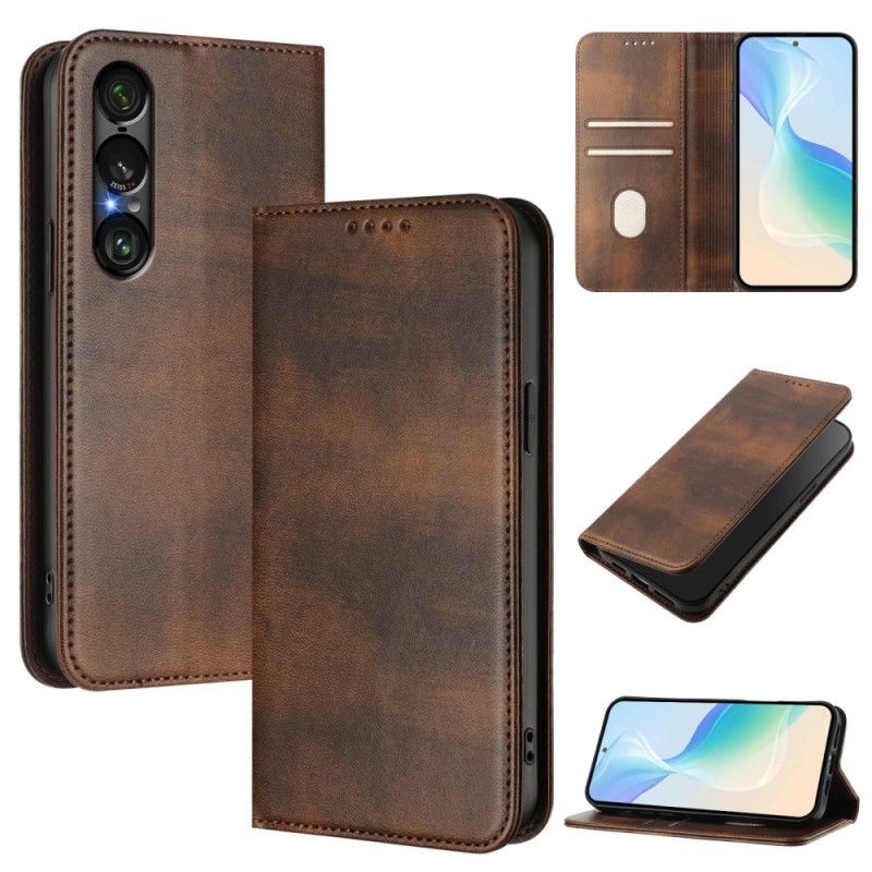 Flip Case Sony Xperia 1 Vii Rfid-schutz Im Retro-design