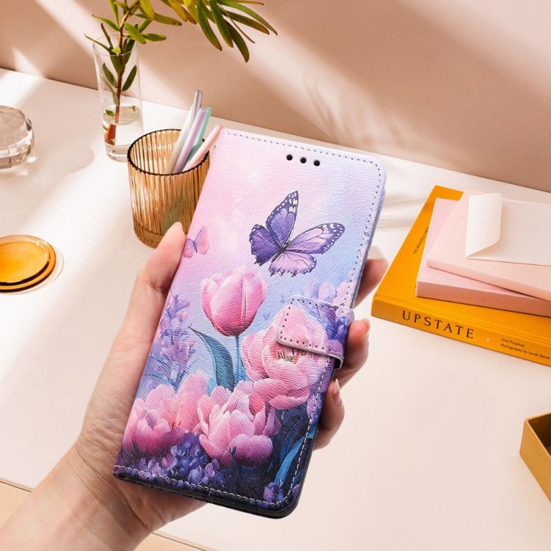 Lederhüllen Sony Xperia 1 Vii Blumen- Und Schmetterlingsmuster