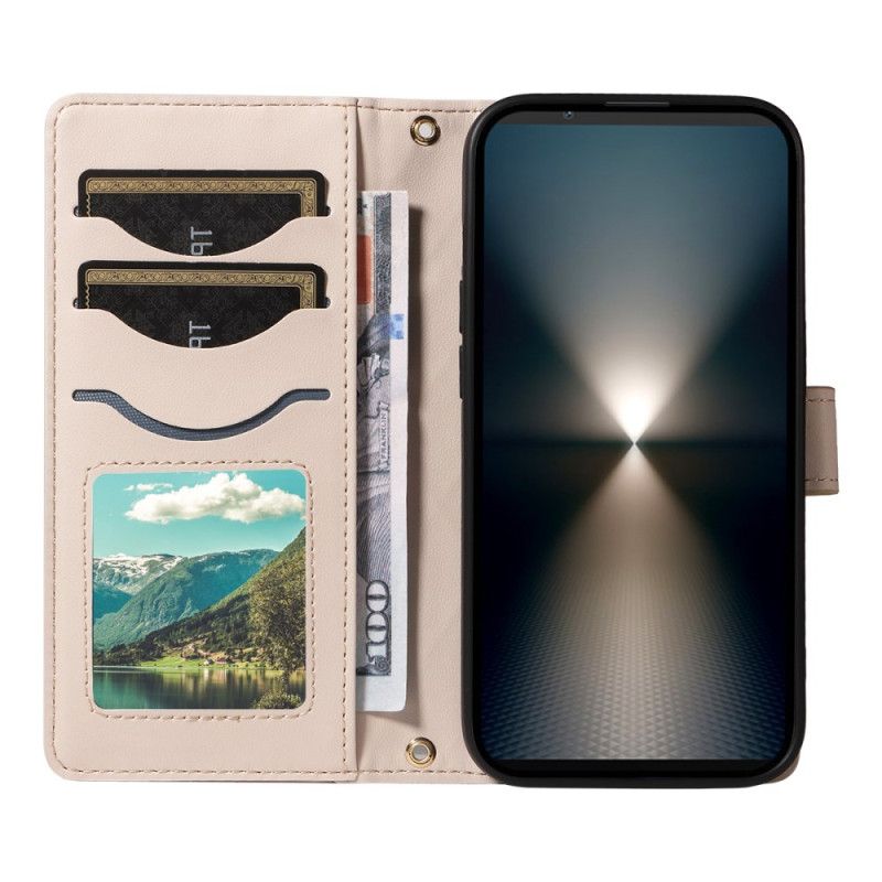 Lederhüllen Sony Xperia 1 Vii Gesteppt Mit Riemen Und Schulterriemen