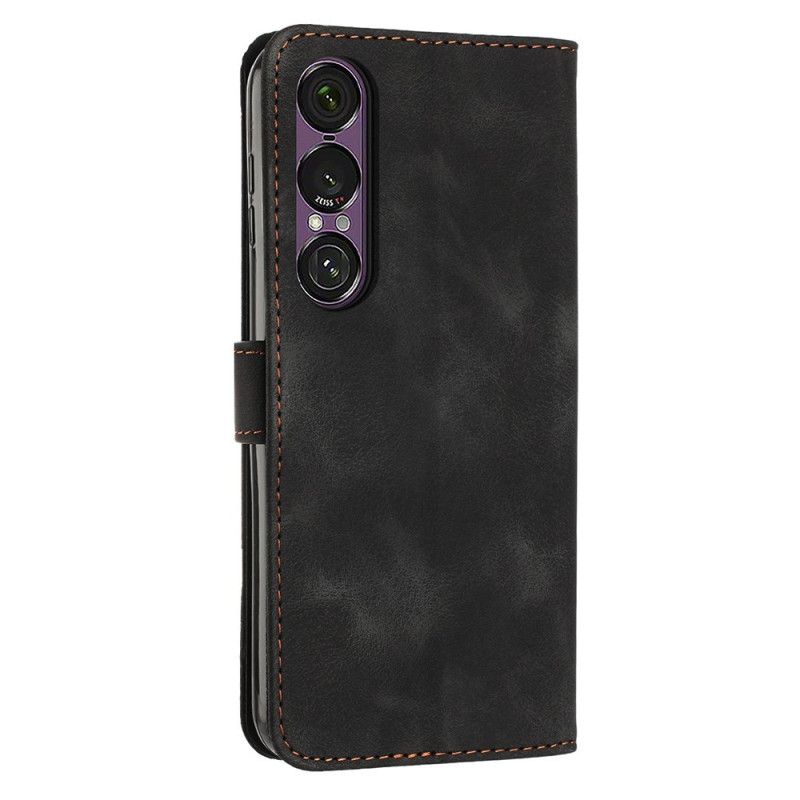 Lederhüllen Sony Xperia 1 Vii Handyhülle Geometrische Linien Mit Riemen