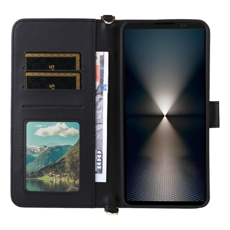 Lederhüllen Sony Xperia 1 Vii Handyhülle Gesteppt Mit Riemen Und Schulterriemen