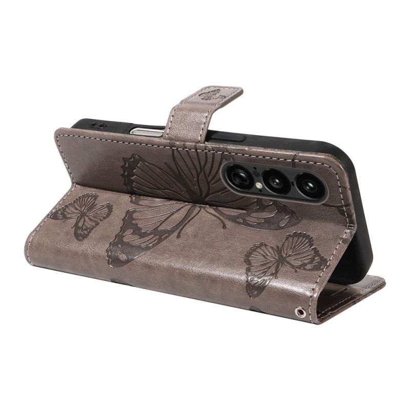 Lederhüllen Sony Xperia 1 Vii Handyhülle Riesige Schmetterlinge