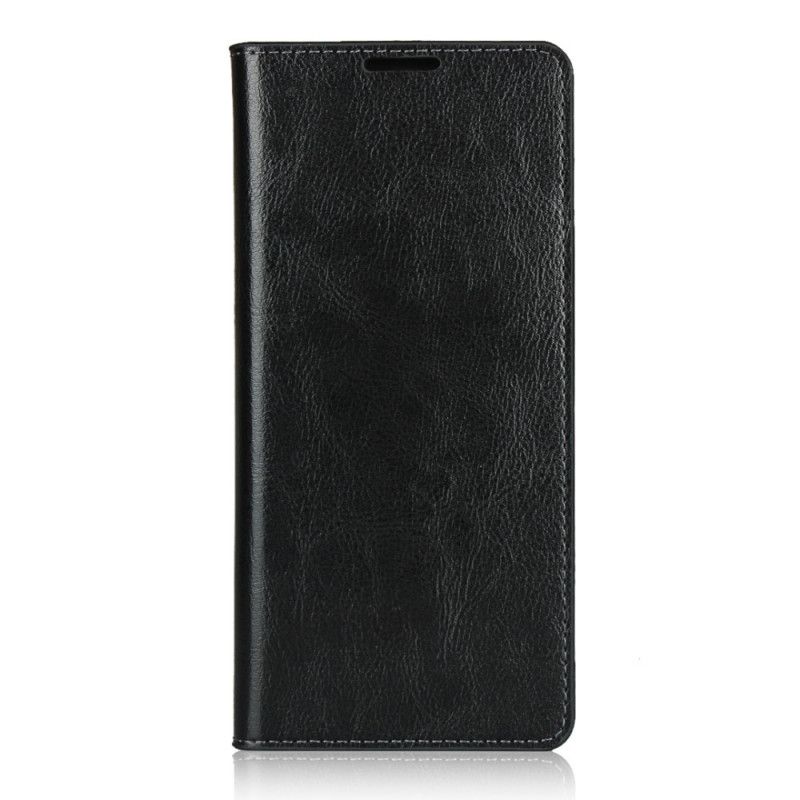 Flip Case OnePlus 8 Schwarz Echtes Leder