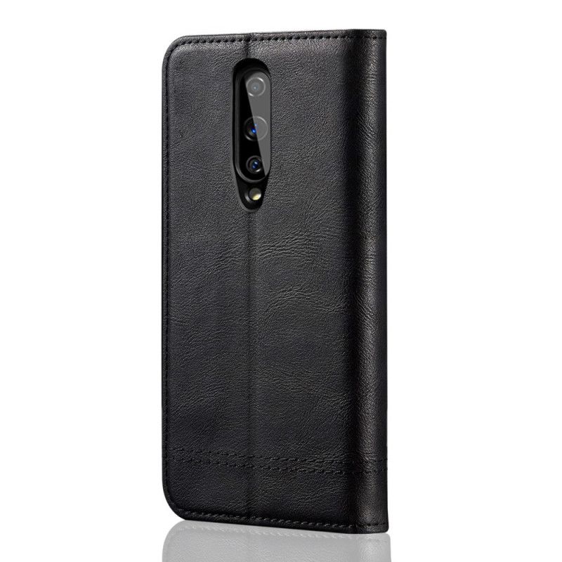 Flip Case OnePlus 8 Schwarz Genähter Ledereffekt