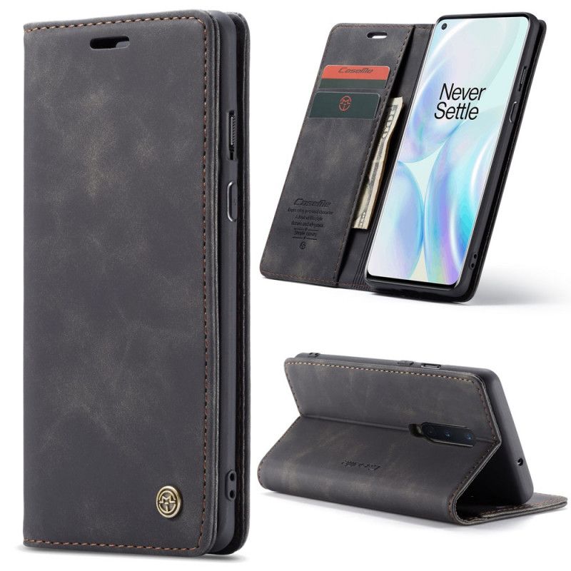 Flip Case OnePlus 8 Schwarz Ledertasche