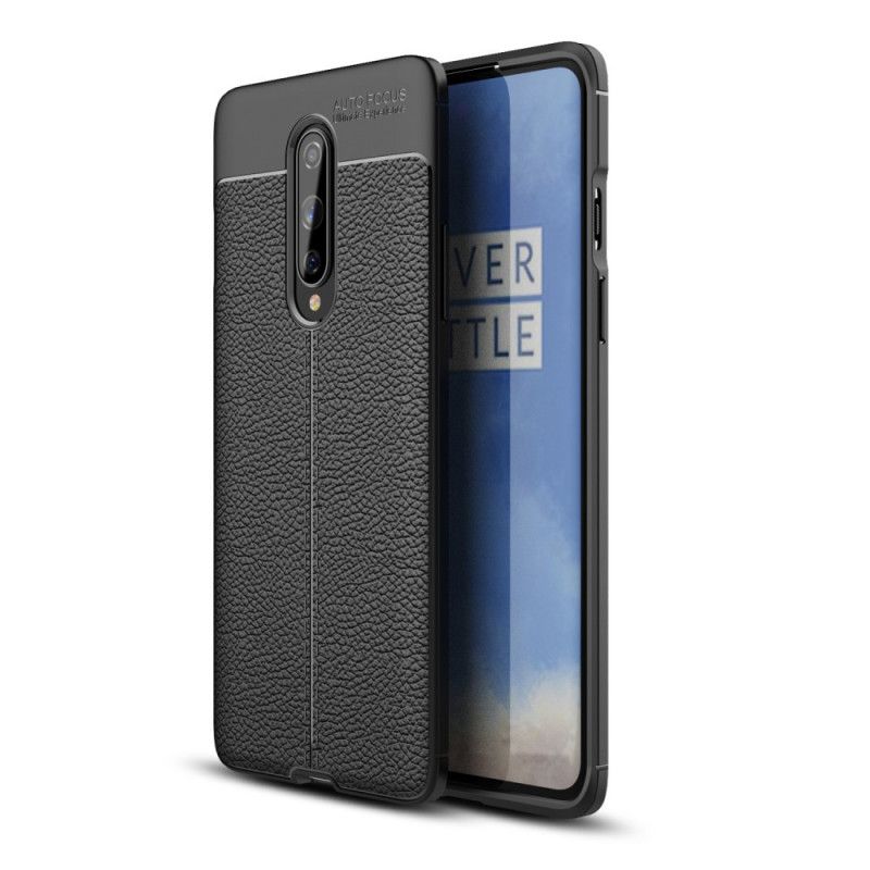 Hülle OnePlus 8 Schwarz Doppellinien-Litschileder-Effekt