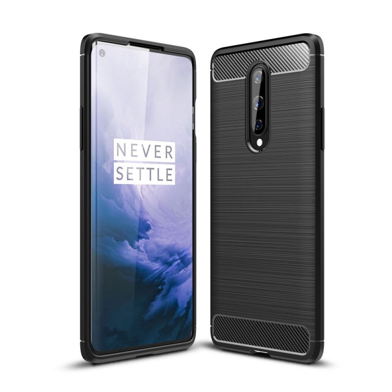 Hülle OnePlus 8 Schwarz Gebürstete Kohlefaser