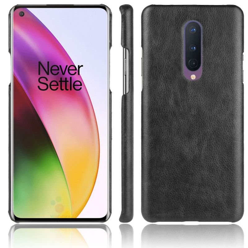 Hülle OnePlus 8 Schwarz Performance Lychee Ledereffekt