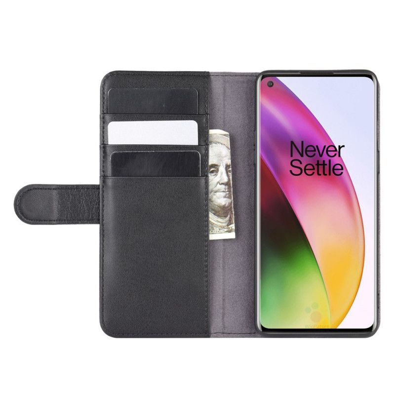 Lederhüllen OnePlus 8 Schwarz Gespaltenes Leder