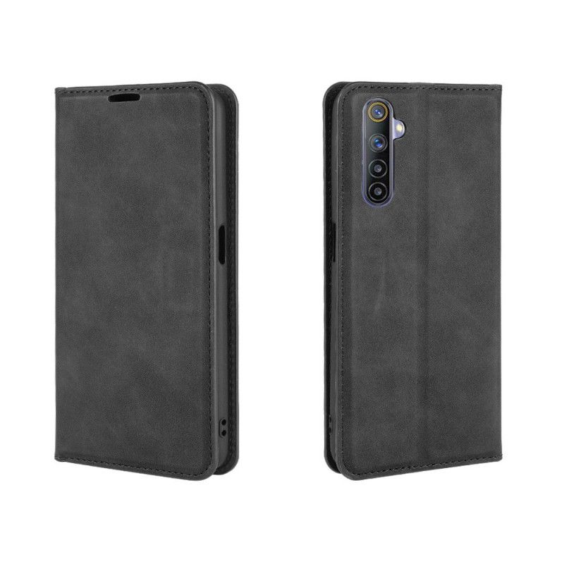 Flip Case Für Realme 6 Schwarz Hautberührung