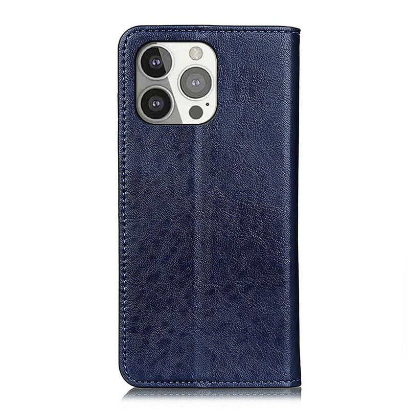 Flip Case Für Iphone 13 Pro Strukturiertes Spaltleder