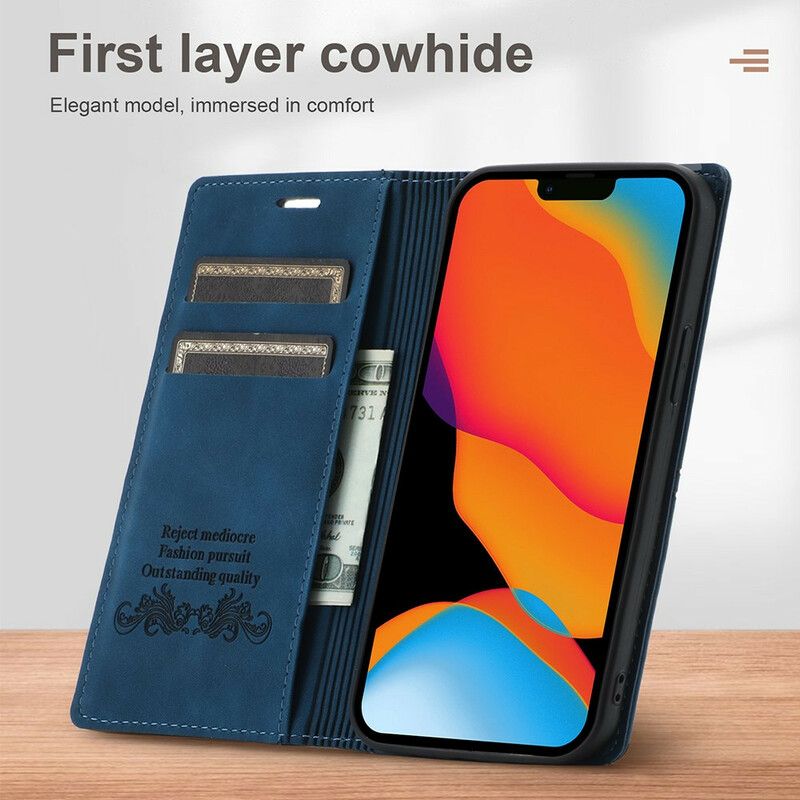 Flip Case Iphone 13 Pro Handyhülle Stil Ledernaht Magnetverschluss