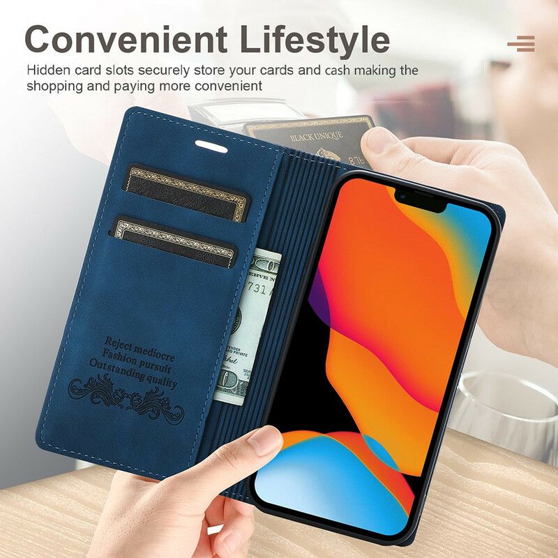 Flip Case Iphone 13 Pro Handyhülle Stil Ledernaht Magnetverschluss