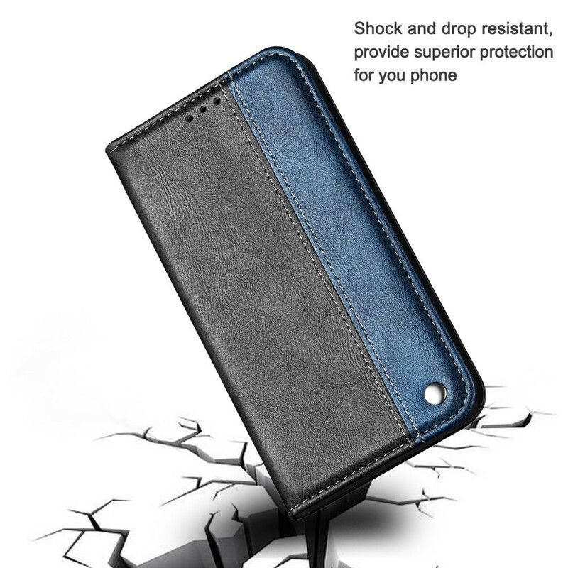 Flip Case Iphone 13 Pro Handyhülle Zweifarbiger Ledereffekt