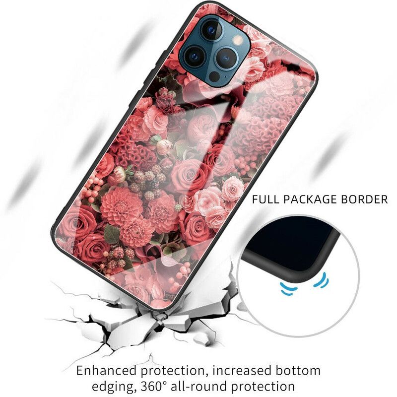 Hülle Für Iphone 13 Pro Gehärtetes Glas Rosa Blumen