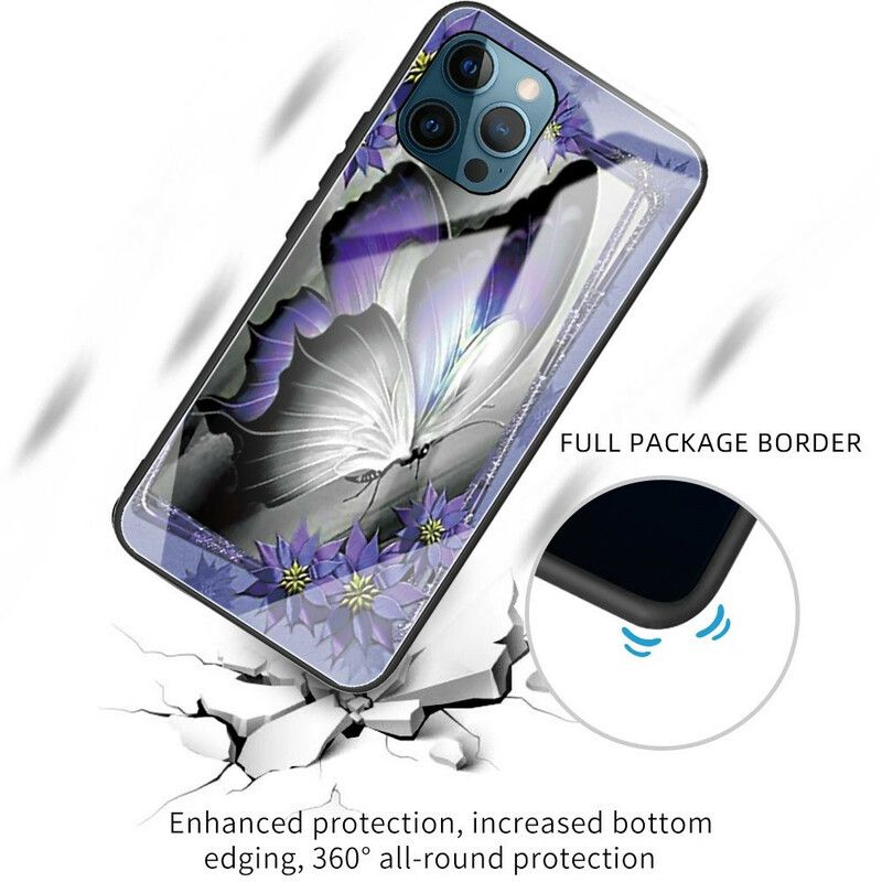 Hülle Iphone 13 Pro Handyhülle Violettes Schmetterlings-hartglas