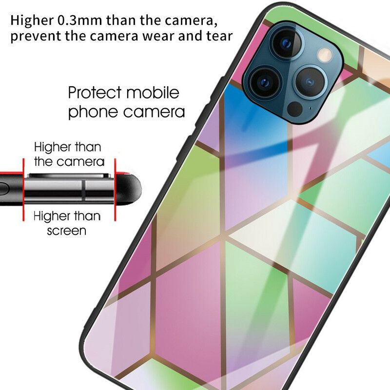 Hülle Iphone 13 Pro Marmorgeometrie Aus Gehärtetem Glas