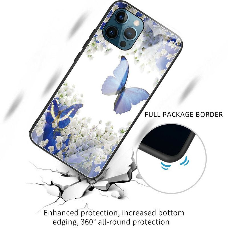 Hülle Iphone 13 Pro Schmetterlingsdesign Aus Gehärtetem Glas