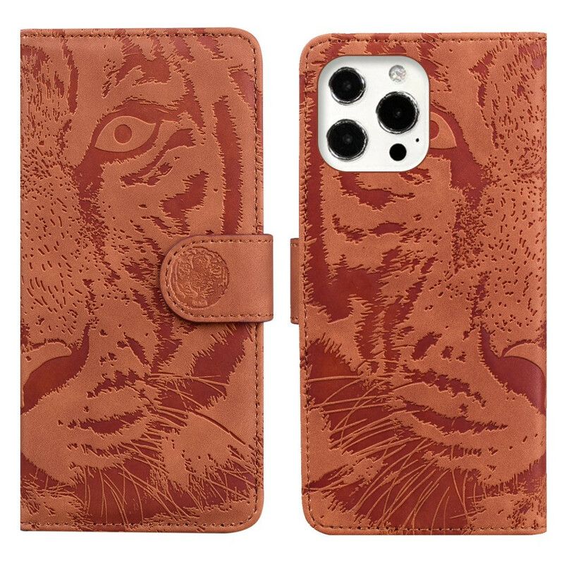 Lederhüllen Für Iphone 13 Pro Tigergesichtsdruck