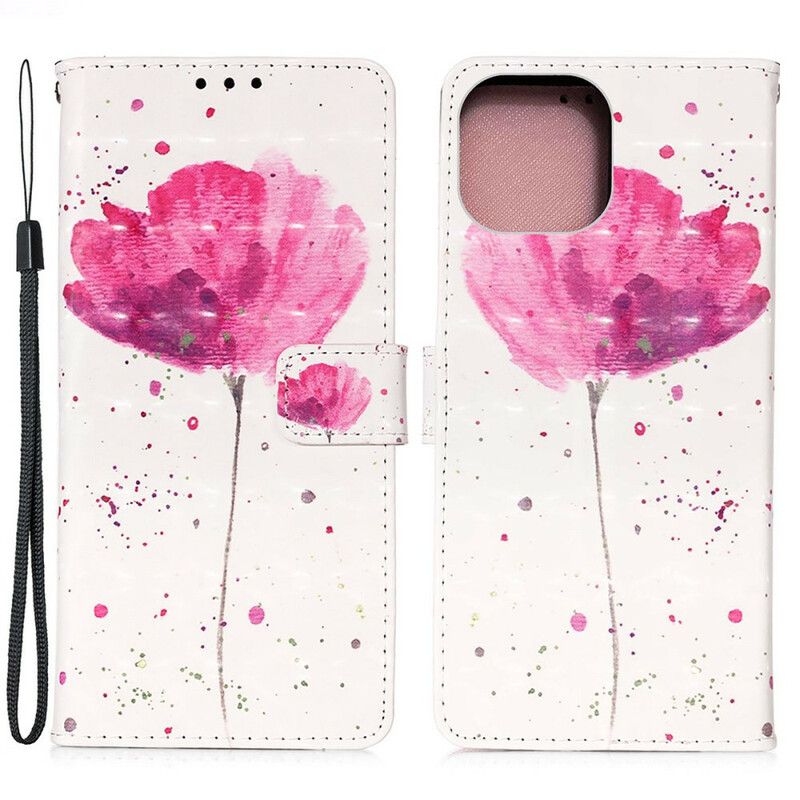 Lederhüllen Iphone 13 Pro Handyhülle Mohn Aquarell