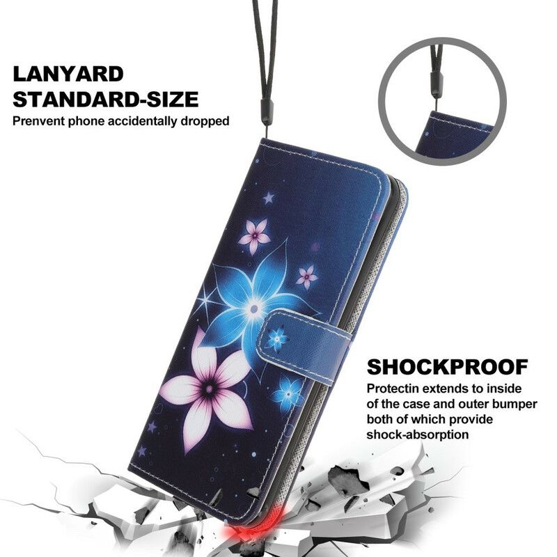 Lederhüllen Iphone 13 Pro Handyhülle Mondblumen Mit Riemen