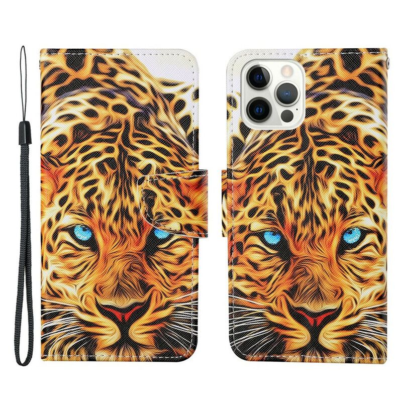 Lederhüllen Iphone 13 Pro Handyhülle Tiger Mit Lanyard