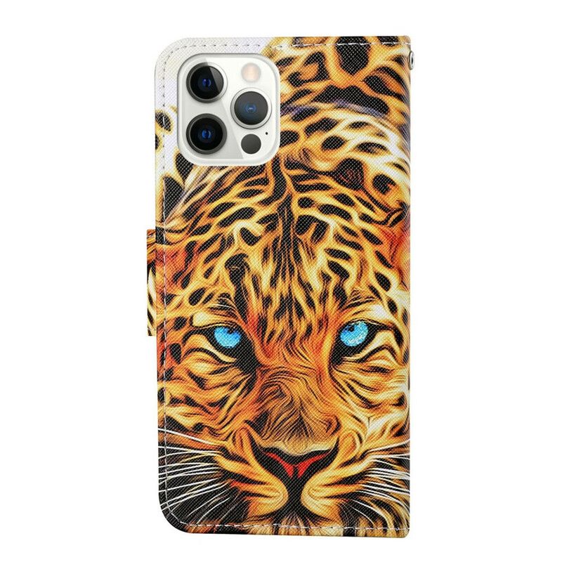Lederhüllen Iphone 13 Pro Handyhülle Tiger Mit Lanyard