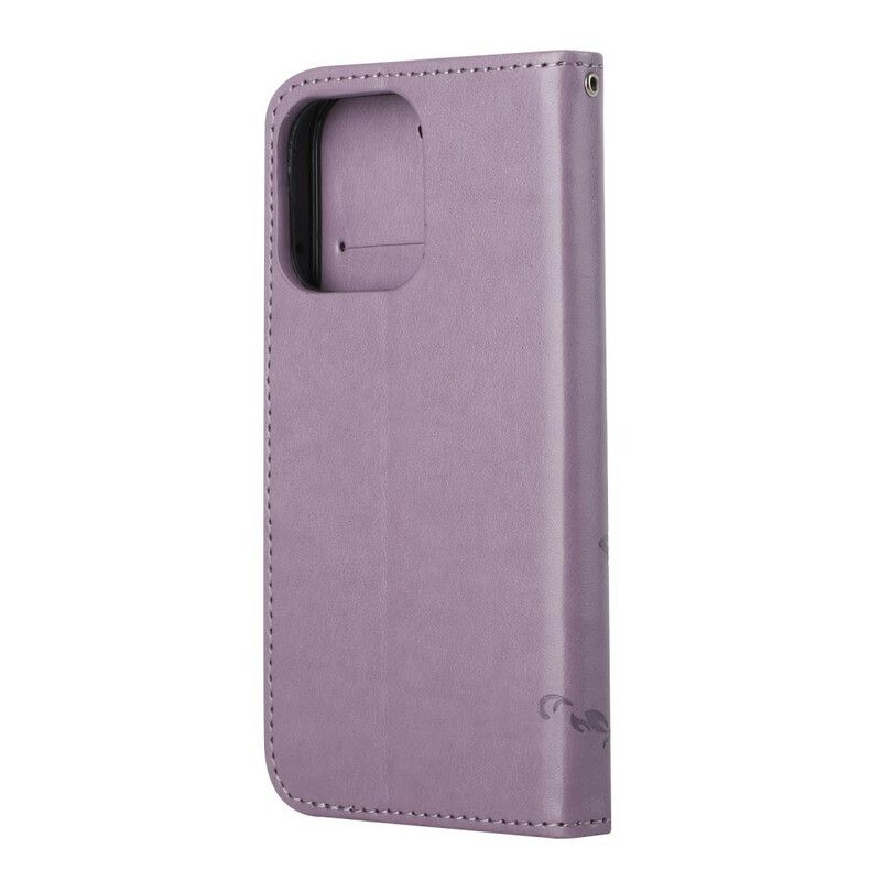 Lederhüllen Iphone 13 Pro Schmetterlinge Und Blumen Riemchen