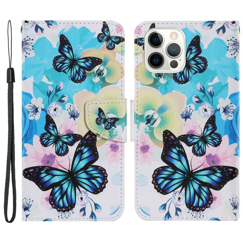 Lederhüllen Iphone 13 Pro Schmetterlinge Und Sommerblumen