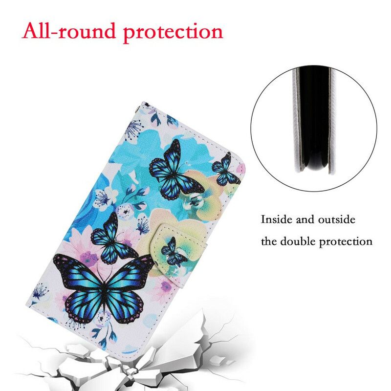 Lederhüllen Iphone 13 Pro Schmetterlinge Und Sommerblumen
