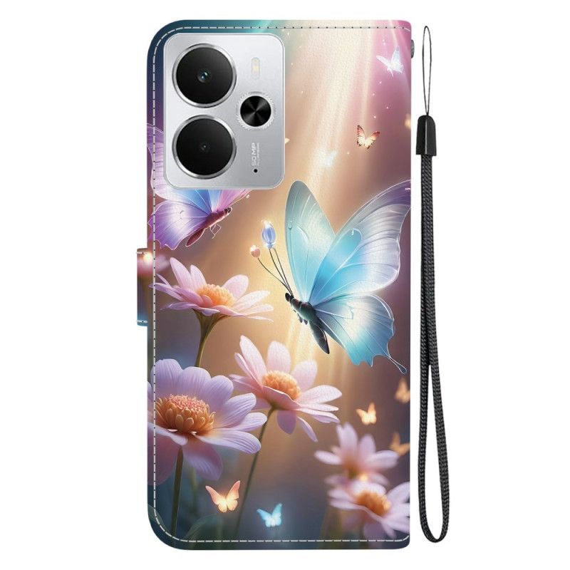 Lederhüllen Für Realme 14 5g Blumenschmetterlinge