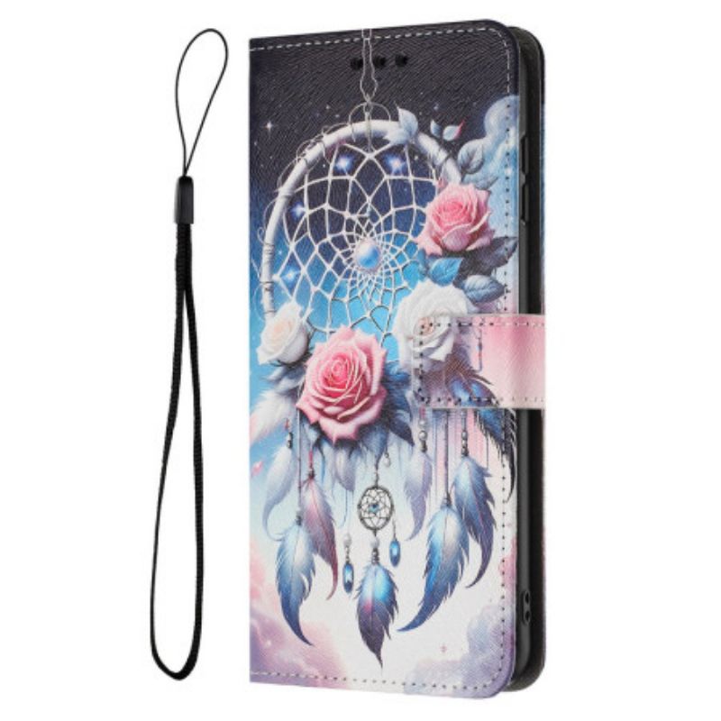Lederhüllen Realme 14 5g Handyhülle Blumenmuster Und Traumfänger