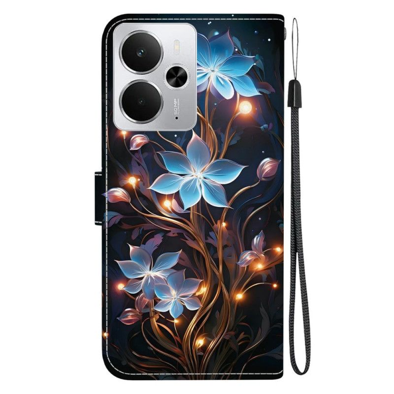 Lederhüllen Realme 14 5g Handyhülle Kleine Blaue Blumen