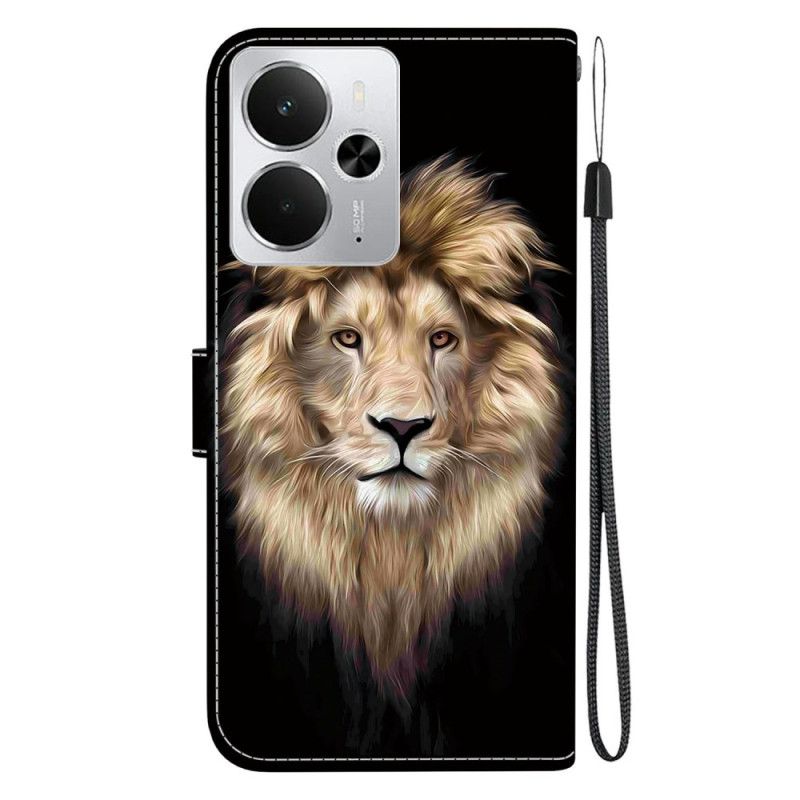 Lederhüllen Realme 14 5g Handyhülle Löwenkopfmuster