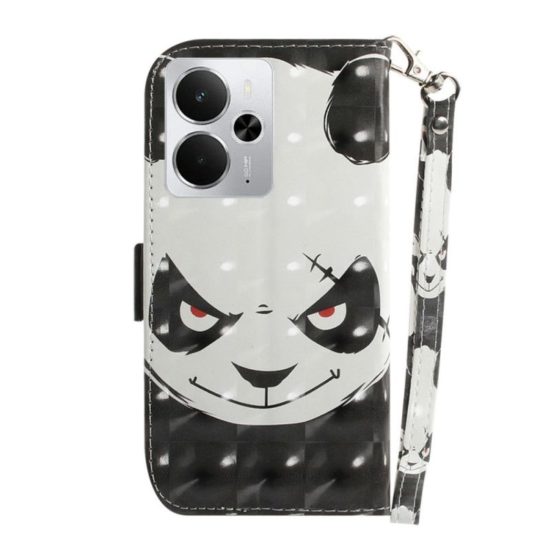 Lederhüllen Realme 14 5g Handyhülle Wütender Panda Mit Lanyard